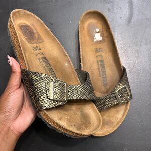 Birkenstock Madrid Sandals In The Shiny Python Black Size 42/Us 11